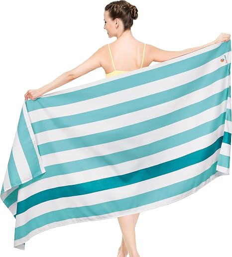 SUN CUBE Microfiber Beach Towel, Quick Dry, Light Blue, 60x30 Inch