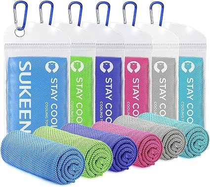 Sukeen Cooling Towels 6 Pack (40"x12"), Cooling Neck Wraps, Ice Towels, Microfiber Breathable Cooling Towel for Hot Weat