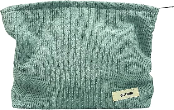 GUTGNK Corduroy Ladies Cosmetic Bag, Large Capacity Canvas Cosmetic Bag Travel Toiletry Bag Accessories Organizer, Light