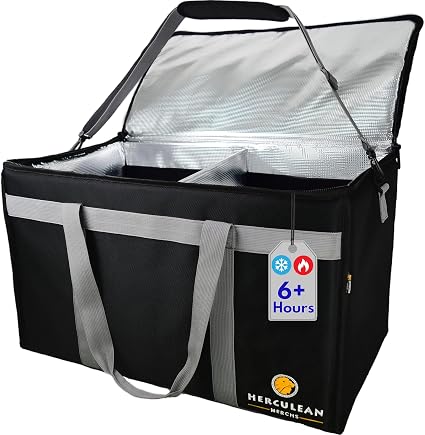 Herculean Premium Insulated Food Delivery Bag with YKK Zipper – Large Commercial Catering Bag for Food Transport – Hot a