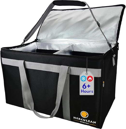 Herculean Premium Insulated Food Delivery Bag with YKK Zipper – Large Commercial Catering Bag for Food Transport – Hot a