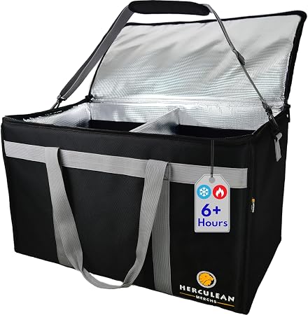 Herculean Premium Insulated Food Delivery Bag with YKK Zipper – Large Commercial Catering Bag for Food Transport – Hot a