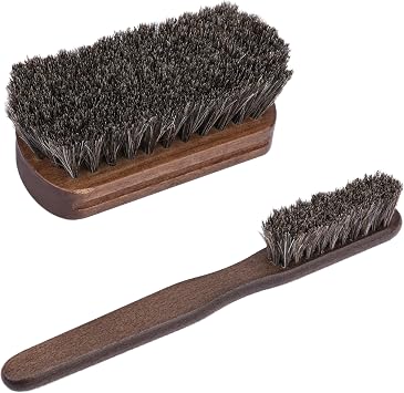 2 PCS Leather Brush Car Detailing, Horse Hair Brush, Car Cleaning Supplies