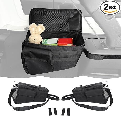 RT-TCZ Rear Trunk Organizer 2PCS,Storage Bag Accessories for Jeep Wrangler JLU 4 Door 2018-2023