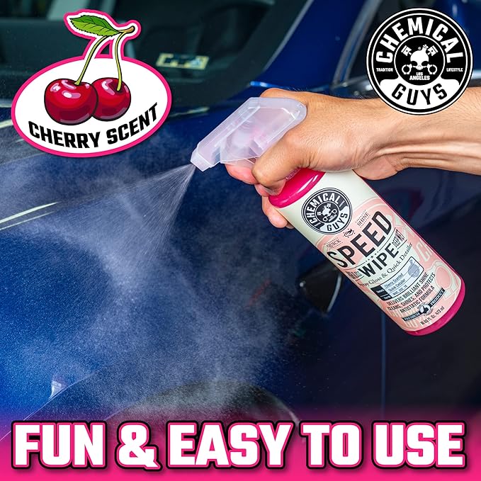 Chemical Guys Speed Wipe Quick Detailer - High Gloss, Streak-Free Shine, Detail Spray for Cars, Trucks, Motorcycles, RVs, and More, Safe on Paint, Glass, Wheels, and Trim, Cherry Scent, 128 fl oz