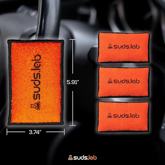Suds Lab DS Microfiber Detailing Scrub Pad 2 Pack - Car Interior Cleaning & Detailing Microfiber Scrub Pads - Safe On Leather, Vinyl, Plastic, Etc.