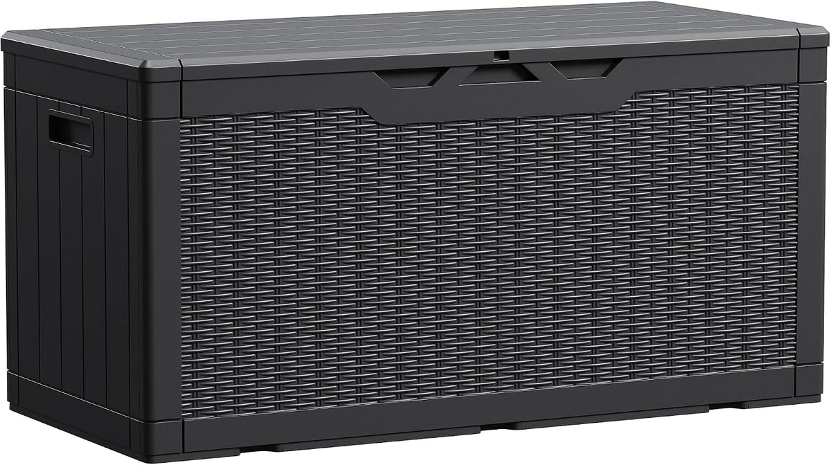 100 Gallon Waterproof Deck Box, Resin Large Outdoor Storage Box