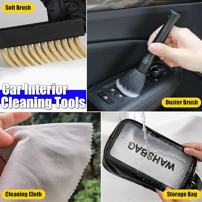 for Tesla Interior Cleaner Kit 9PCS, Foam Seat Cleaner Safe for Tesla Black & White Vegan Leather, with Screen Cleaner, Plastic Restorer, Car Detailing Kit for Model Y/3/S/X Accessories