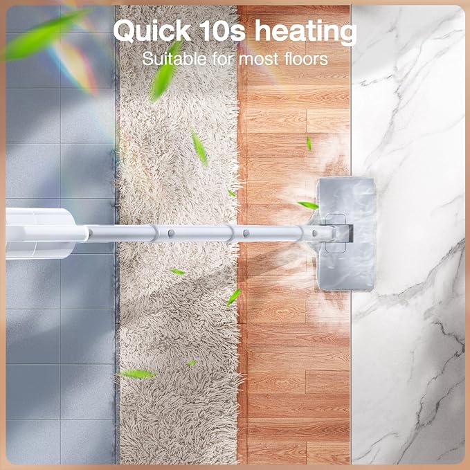 Steam Mop with Detachable Handheld Steam Cleaner, 10-in-1 Multi Accessories, Quick 10s Heat, 350ml and 2-Level Steamer for Cleaning Floor, Carpet, BBQ Grill, Tile, and Grout, Light White