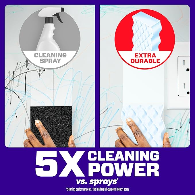Mr. Clean Magic Eraser Sponge, All Purpose Cleaner, Cleaning Scrubber, Wall, Kitchen, Bathroom, Shower Cleaner, Melamine Sponge, Cleaning Pads, Variety Pack, 5 Extra Durable, & 3 Grease Magic Erasers
