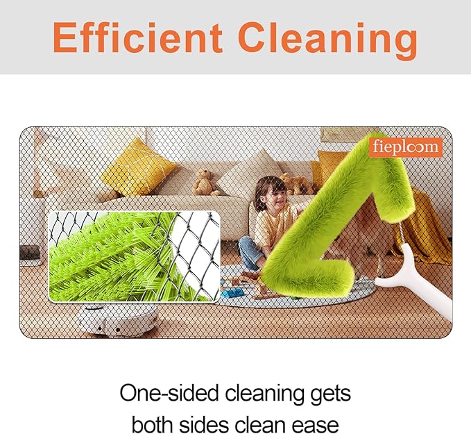 Window Screen Cleaning Brush with 62in Extension Pole, Innovative Fibre Mesh Screen Cleaner for Window Mesh, Patio Screens, Screen Doors, Pool Cage & Fence - Dry or Wet Use