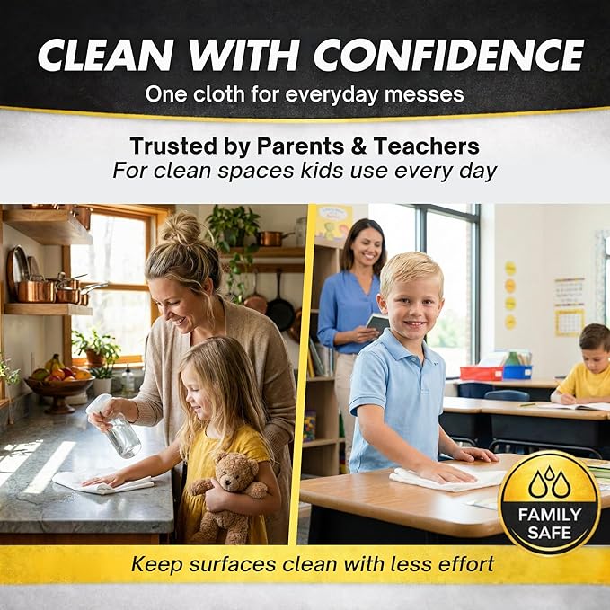 Microfiber Magic Streak Free Cleaning Cloth 6 Pack Clean Any Surface With Just Water Eco Friendly Environmentally Safe Perfect for Window, Mirror, Kitchen, Counters, Appliances, Car, Cycle, TV Screen