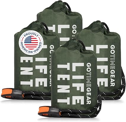 Go Time Gear Survival Life Tent • 2 Person Mylar Emergency Shelter Tube Tent + Paracord • All-Weather Protection for Cam