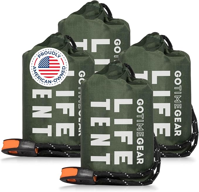 Go Time Gear Survival Life Tent • 2 Person Mylar Emergency Shelter Tube Tent + Paracord • All-Weather Protection for Cam