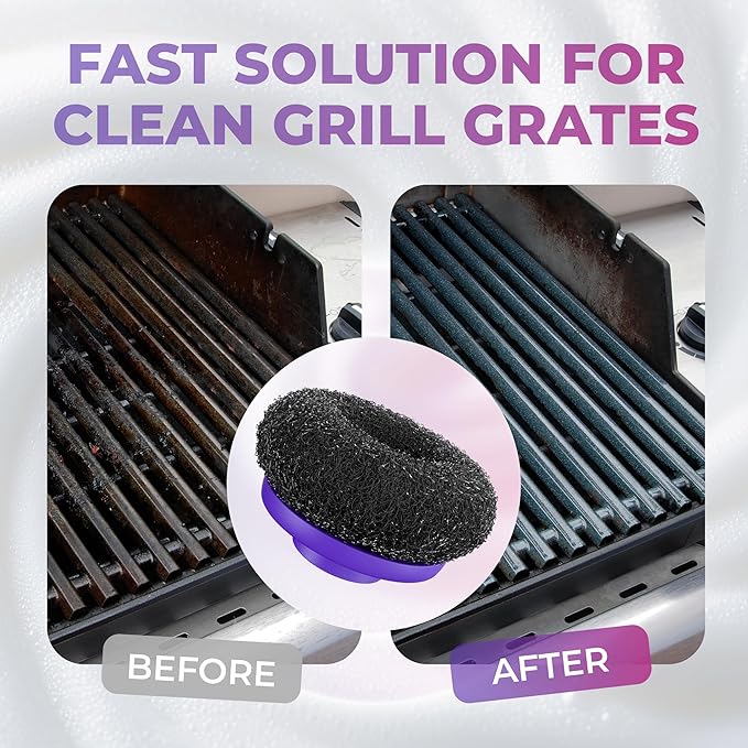 Synoshi PRO Electric Spin Scrubber Steel Brush Set for Cleaning (2 Units) Perfect for Grills, Ovens. Power Scrubber Steel Brush Heads for Intensive Cleaning
