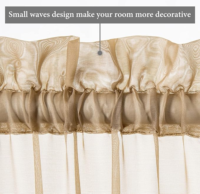 MIULEE Sidelight Semi Sheer Curtains for French Door Light Filtering Window Gauze 2 Panels 25 x 40 Inches with Tieback, Brown