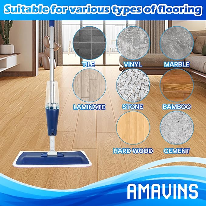 3 Pack Microfiber Reusable Mop Pads, Wet/Dry Floor Cleaning Refill Mop Pads, Spray Mop Hard Wood Floor Mop Pads Refills, Machine Washable Power Mop Pads Replacement