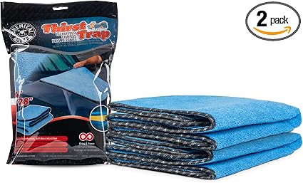Chemical Guys, Thirst Trap Microfiber Chamois Towel, Blue, 24 x 28, 2 Pk