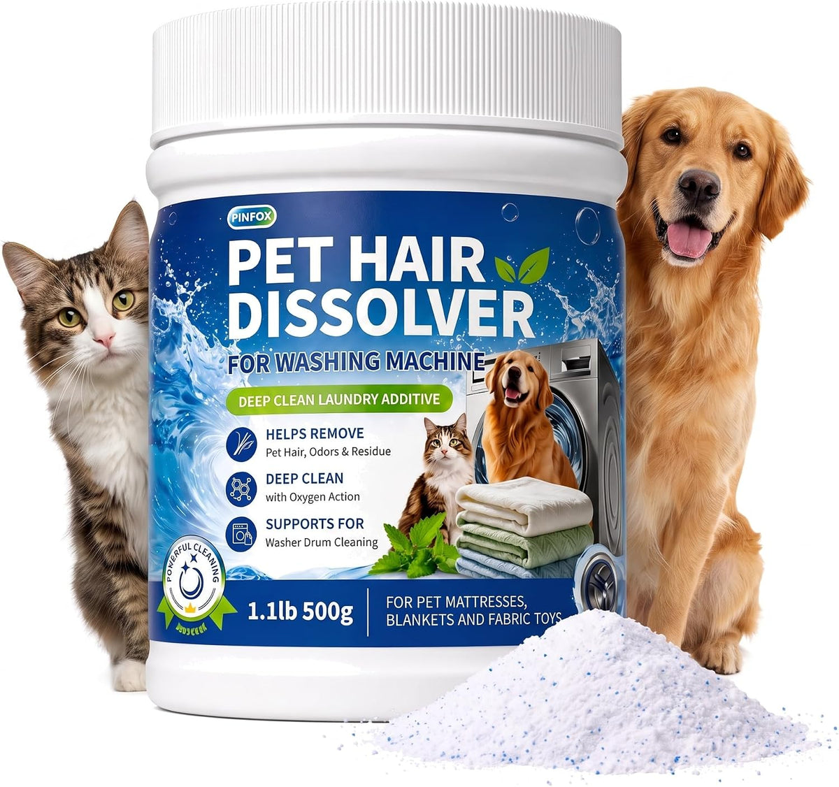 Pet Hair Dissolver for Washing Machine, Dog & Cat Hair Remover 500g