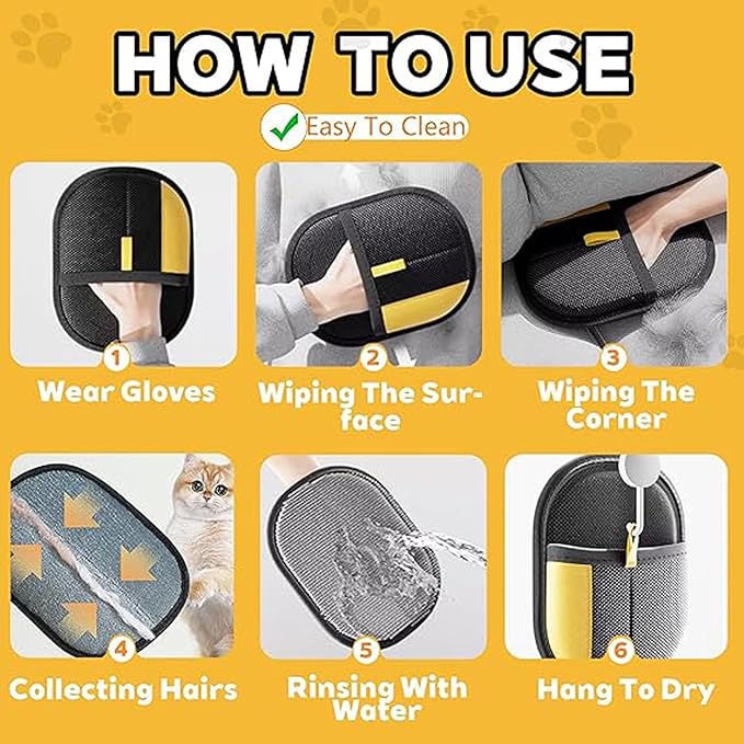 Pet Hair Removal Glove for Dogs & Cats – Upgraded Reusable Electrostatic Fur Remover Tool for Clothing, Furniture, Couch, Carpet, and Car Seats