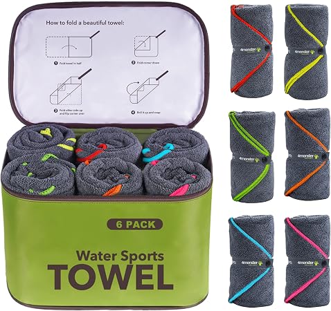 4Monster 4-Pack Quick Dry Microfiber Travel Towels – Super Absorbent, Ultra-Soft Camping Towel Set with Water-Resistant 