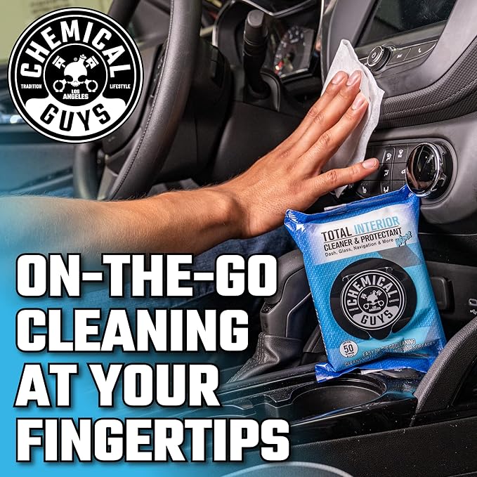 Chemical Guys PMWSPI22050 Total Interior Cleaner & Protectant Wipes Mega 100 Pack, Safe for Cars, Trucks, SUVs, Jeeps, Motorcycles, RVs & More ( 50 Ct)