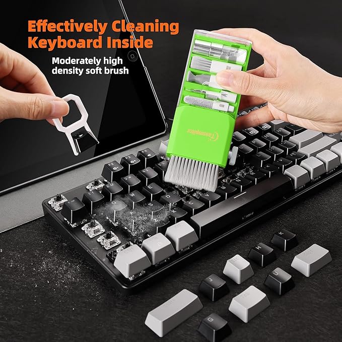 Tassmpitor Laptop Screen Keyboard Cleaner Kit, All in 1 Electronics Cleaning Tool for MacBook iPad iPhone Pro Cell Phone, Brush Tool for Tablet, Computer, PC Monitor,TV Camera Lens with Patent, Green