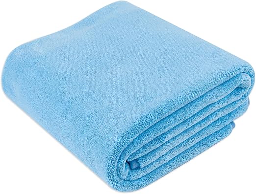 Amazon Basics Super Absorbent Microfiber Car Drying Towel, Scratch-Free, Streak-Free, Lint-Free, 36"L x 25"W, Blue