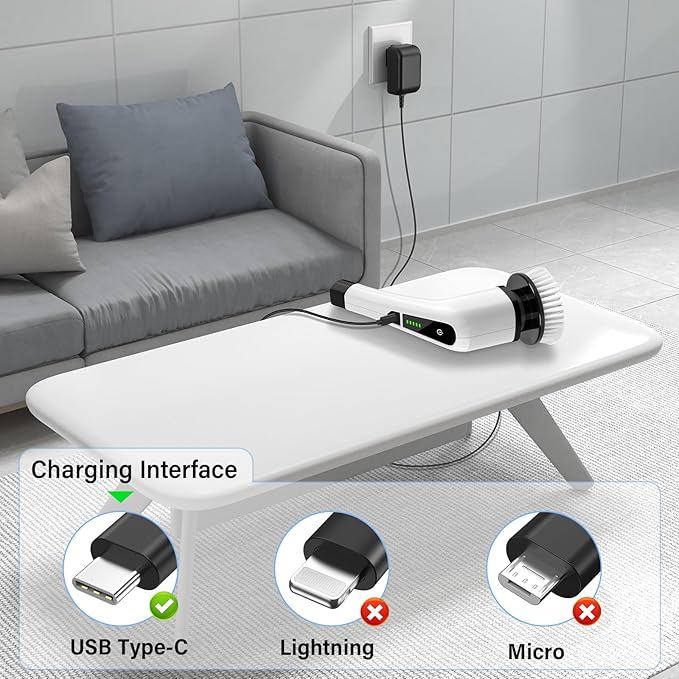 5V USB C Electric Spin Scrubber Charger Replacement Fit for YKYI, for Bomves Cordless Cleaning Brush, Power Cord AC Adapter for Keimi, for Leebein, for Highyes, for TUYU Power Shower Cleaner Scrubber