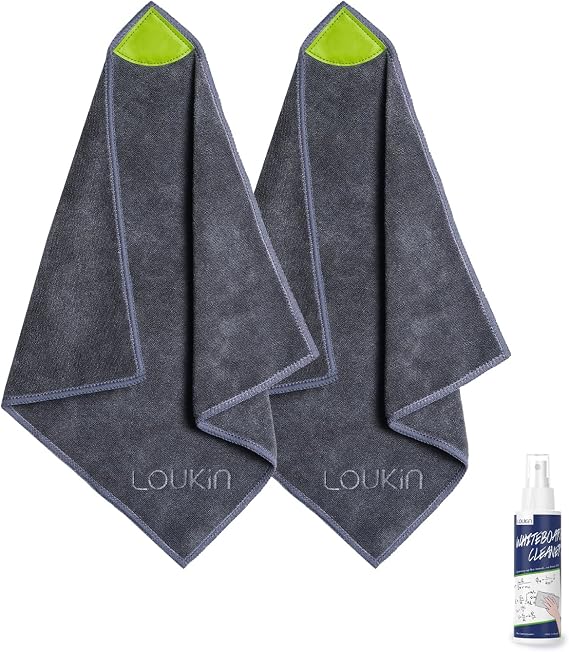 loukin Magnetic Whiteboard Cloth, Thick Microfiber Cloth with Cleaner