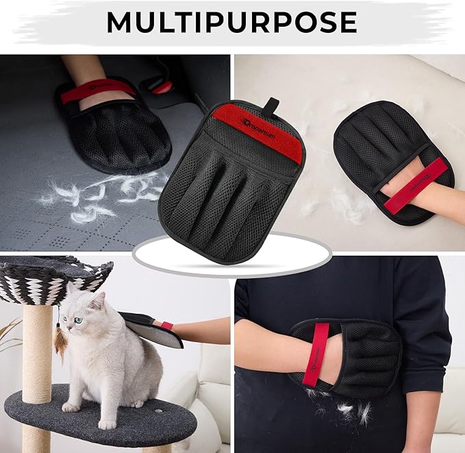 Pet Hair Remover Glove (2 Pack) – Reusable Electrostatic Pet Hair Removal Mitt for Couch, Carpet, Car Seat & Laundry – Cat & Dog Fur Cleaning Tool for Furniture