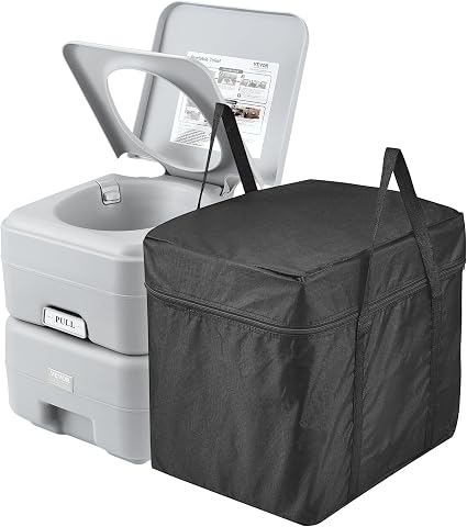 VEVOR Portable Toilet for Camping, RV Toilet with Carry Bag, 5.3 Gal Waste Tank & 3.2 Gal Flush Tank, Push-Button Pressu