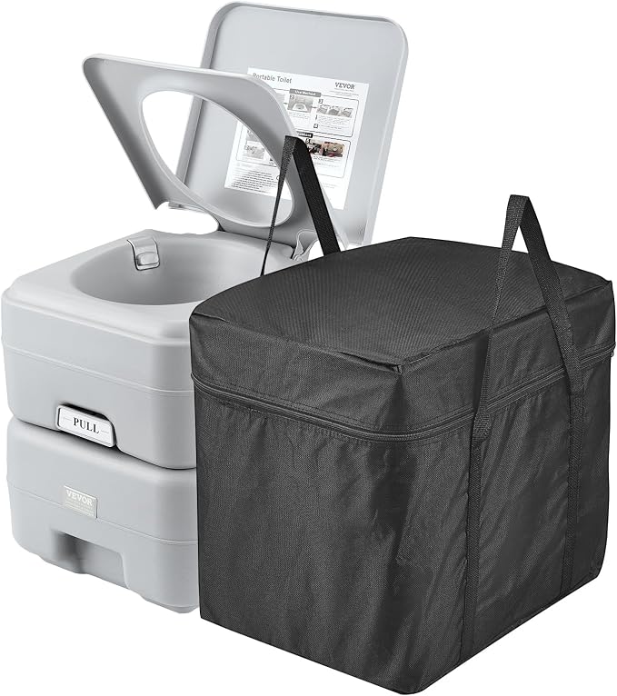 VEVOR Portable Toilet for Camping, RV Toilet with Carry Bag, 5.3 Gal Waste Tank & 3.2 Gal Flush Tank, Push-Button Pressu