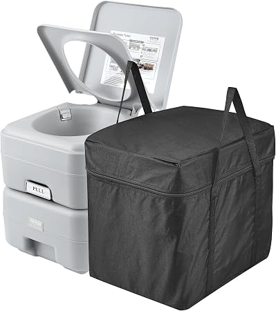 VEVOR Portable Toilet for Camping, RV Toilet with Carry Bag, 5.3 Gal Waste Tank & 3.2 Gal Flush Tank, Push-Button Pressu
