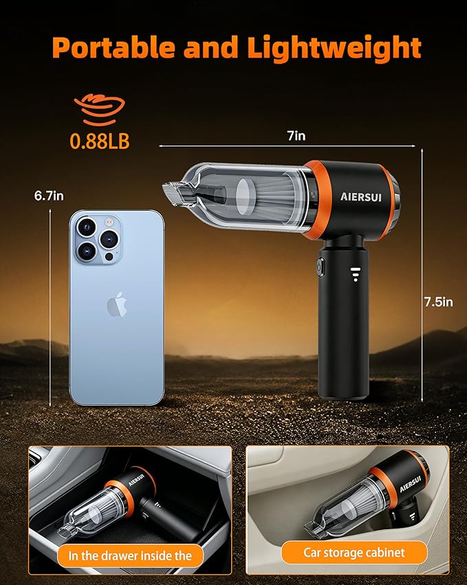 Handheld Cordless Vacuum Cleaner with brushless Motor, 4-in-1 Portable mini car Vacuum Cleaner, car Vacuum Cleaner and Hair Dryer, car Type-C Charging, Office Desk, Keyboard, pet Hair