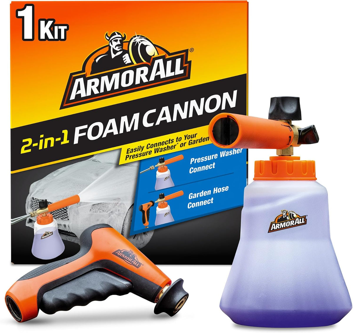 2-in-1 Foam Cannon Kit for Garden Hoses and Power Washers