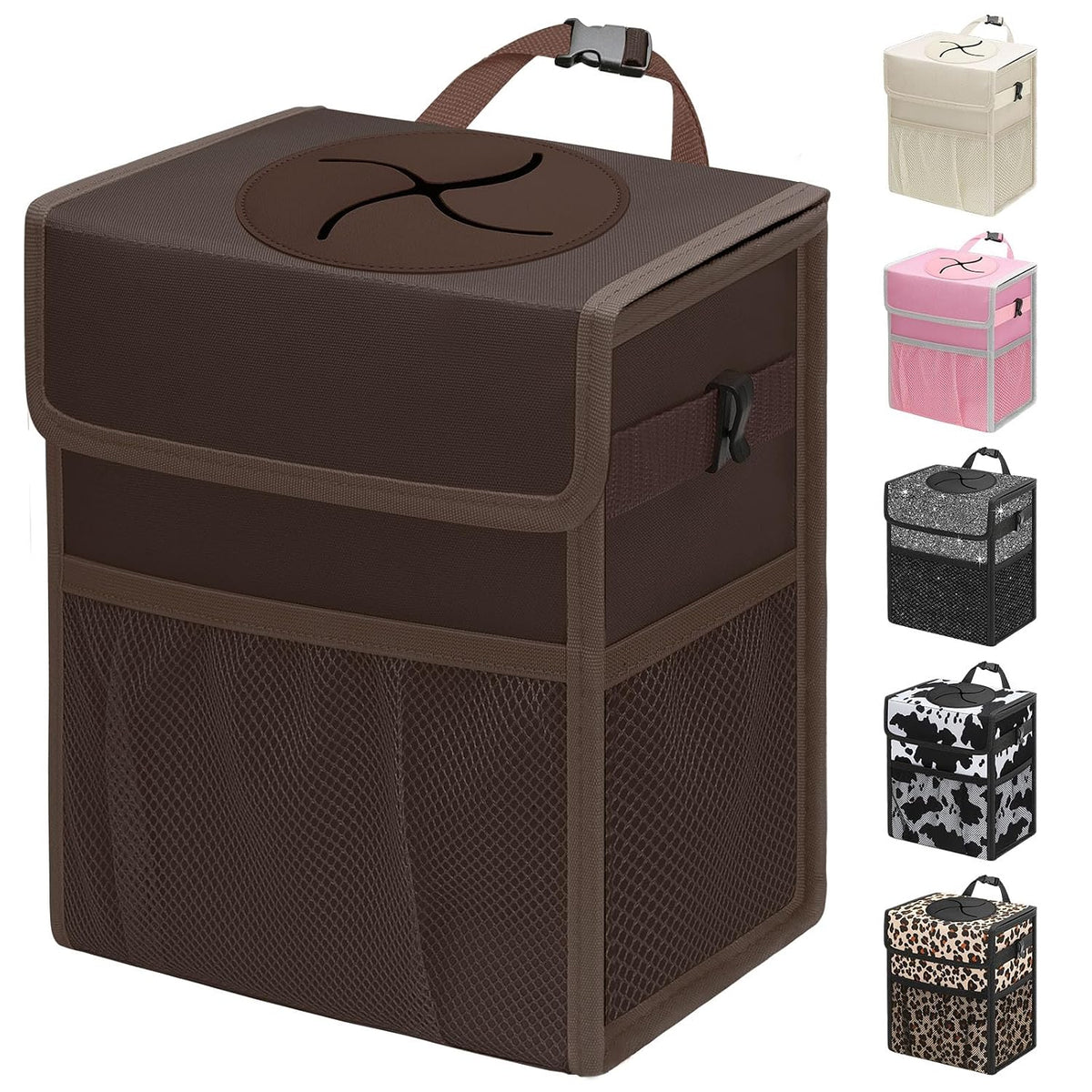 Car Trash Can with Lid, Leakproof Car Garbage Can Car Trash Bag