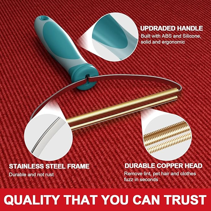 Dog Cat Hair Remover for Deep Cleaning, Lint Cleaner Pro, Pet Fur Removal Tool, Portable Carpet Scraper Rake, Fuzz Hairball Shaver Brush for Carpet, Car Mat, Couch, Pet Bed, Furniture, Rug