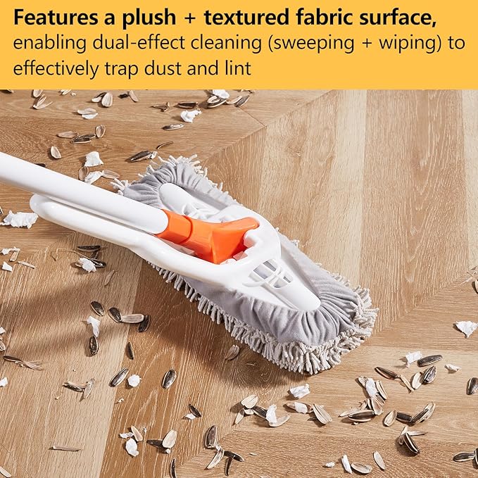 Magic Sponge Eraser Mop, 56" Adjustable Mop Handle with Flexible 10" Flat Head with Microfiber Pad and Magic Sponge Eraser Pads