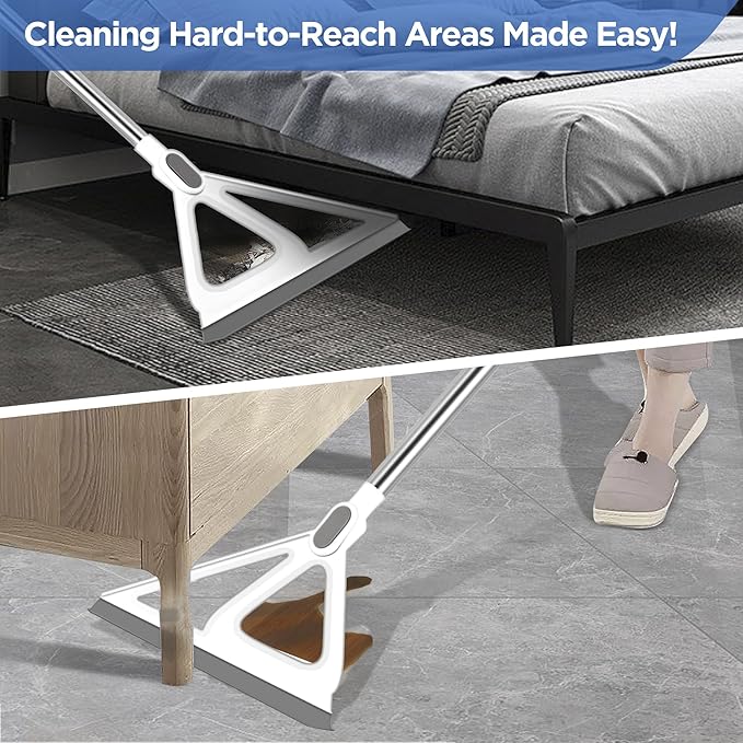 Multifunction Magic Broom, Squeegee Broom for Floor, Rubber Broom, Silicone Broom for Floor Cleaning, Magic Broom Sweeper for Living Room, Kitchen, Bathroom-Easy Dry The Glass (Grey)