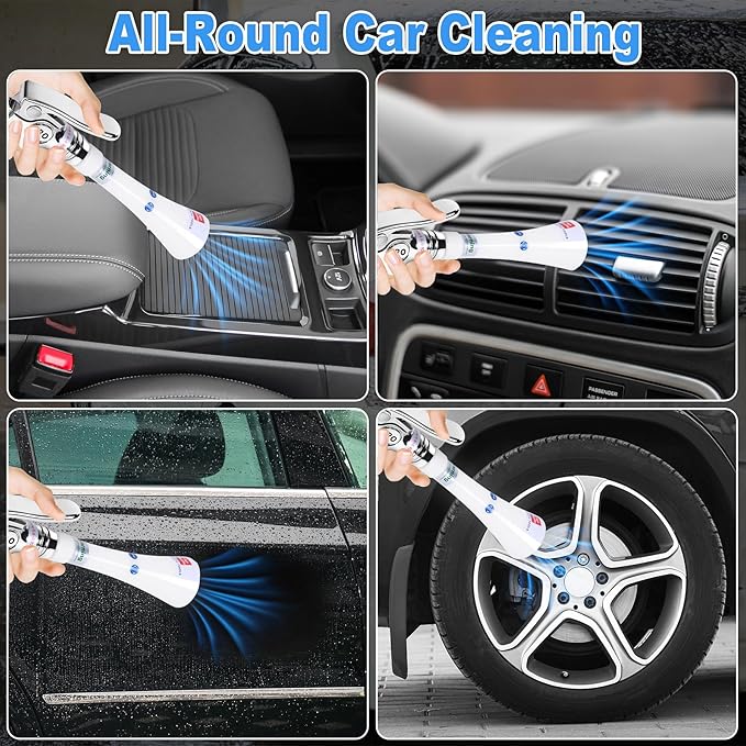 Upgraded Portable Car Cleaning Gun Detailing Interior Dry Air Blow Gun with Tapered Nozzle High Pressure Blower Cleaning Tool for Car Surfaces Quickly Blasts Dust, Works with Air Compressor