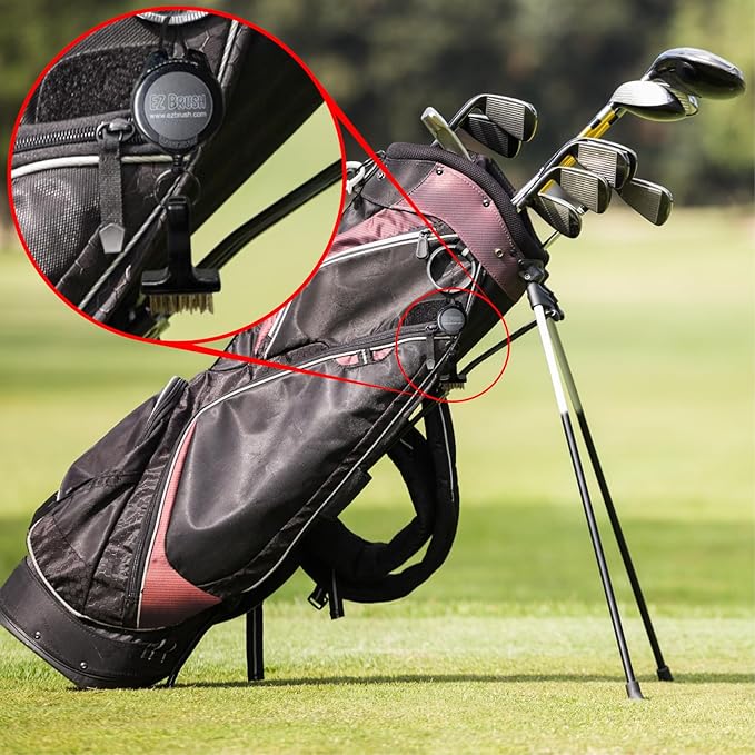 Mini Retractable Golf Club Brush Cleaning Tool with Clip and Brass Bristles