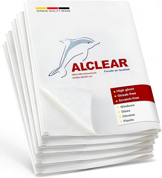 ALCLEAR 950002 Ultra-microfiber Cloth for Window, glass cleaning and clear water - nothing else! White. Size: 23.62 x 17