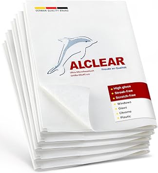 ALCLEAR 950002 Ultra-microfiber Cloth for Window, glass cleaning and clear water - nothing else! White. Size: 23.62 x 17