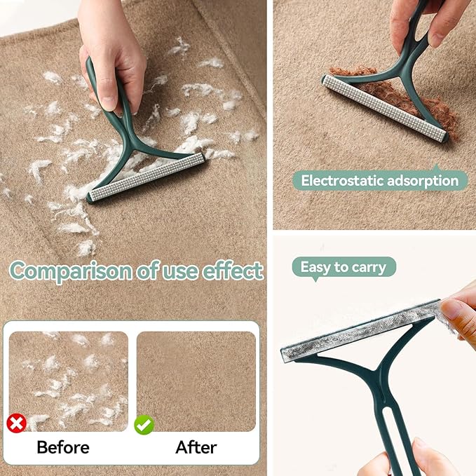Pet Hair Remover Tool 5-Pack, Dog Cat Hair Remover with 1Pair Pet Grooming Gloves, Lint Shaver Cleaner Pro, Portable Carpet Scraper for Carpets, Clothes, Car Mats, Couch, Pet Bed