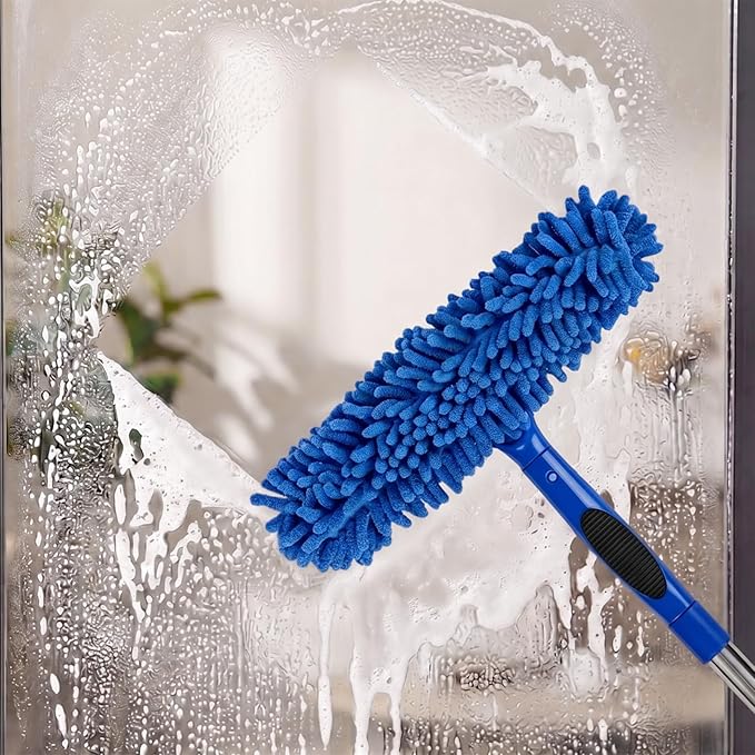 Professional 67" Window Squeegee, 3-in-1 Rotatable Squeegee for Window Cleaning with Extension Poles, Window Cleaner Tool Kit for Indoor & Outdoor High Windows and Car Glass
