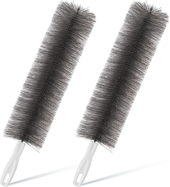 Sliner 2 Pcs Fan Cleaning Brush Bendable Fan Duster Cleaner Reusable Cobweb Duster Microfiber Head Dirt Remover for Ceiling Fans Blades, Air Vents, Curtains, Cars, Shutters (Gray)