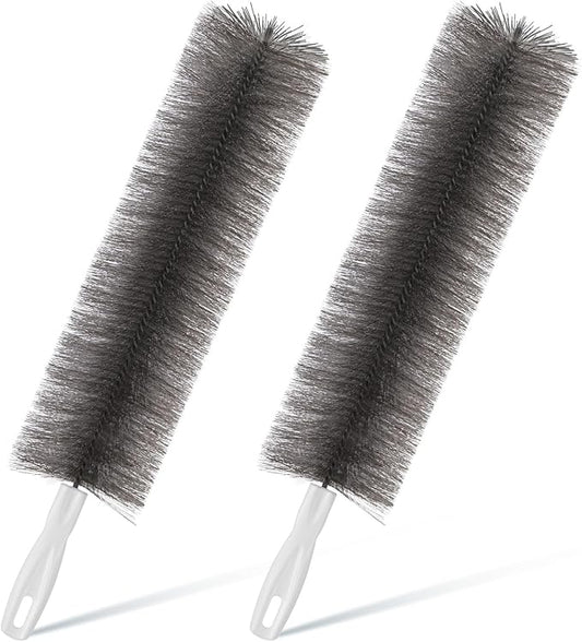 Sliner 2 Pcs Fan Cleaning Brush Bendable Fan Duster Cleaner Reusable Cobweb Duster Microfiber Head Dirt Remover for Ceiling Fans Blades, Air Vents, Curtains, Cars, Shutters (Gray)