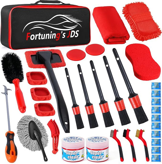 34PCS Car Detailing Brush Set, Car Detailing Kit, Car Detailing Brushes, Car Cleaning Kit, Car Windshield Cleaning Tool, Professional Car Care kit - Car Wash Brush kit for Interior Exterior Wheels