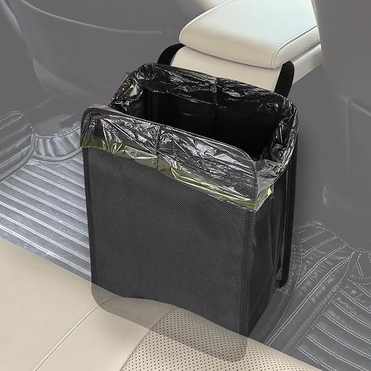 Ginsco 3 Gallons Open-Top Car Trash Can, Large Capacity Hanging Leakproof Car Trash Bag with Water-proof PEVA Liner, Sta